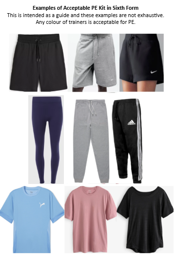 Acceptable Sixth Form PE Kit